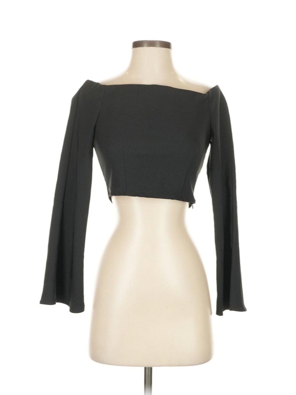 Zara Women's Off the Shoulder Long Sleeve Black Top